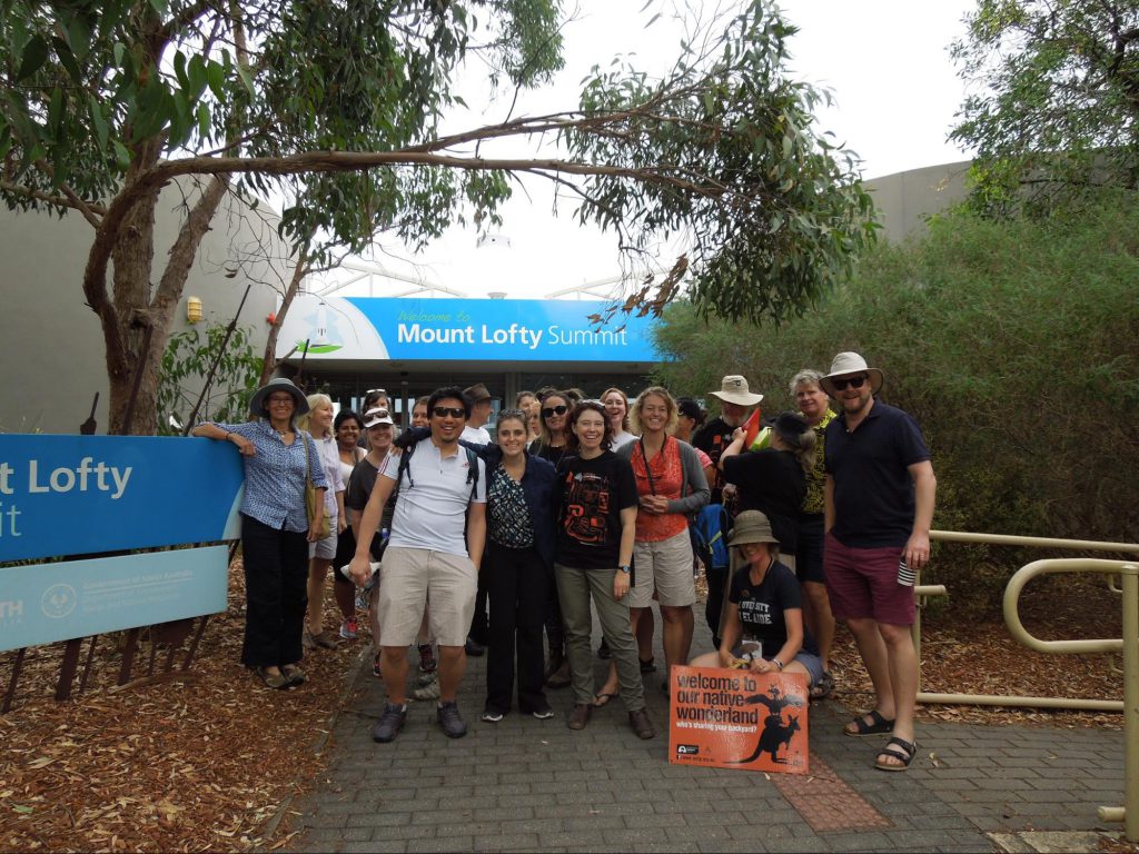 Gathering for a tour of the Mount Lofty summit