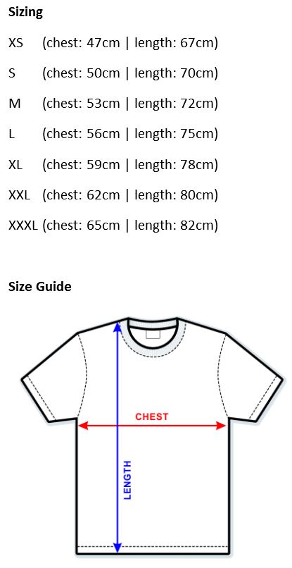 T-shirt measurements guide – Australian Citizen Science Association